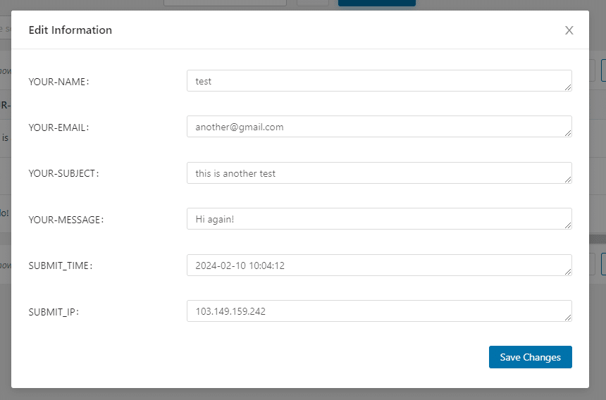 edit submission - contact form 7 save to database