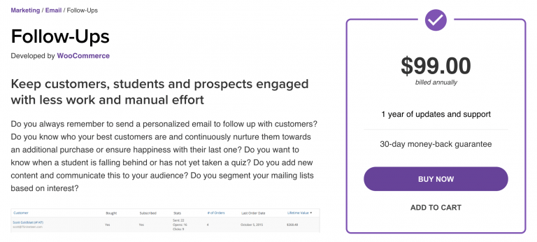 WooCommerce Follow-Ups email notification
