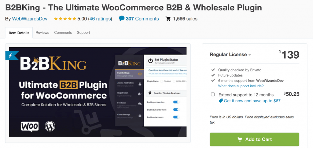 B2BKing woocommerce plugin on Codecanyon