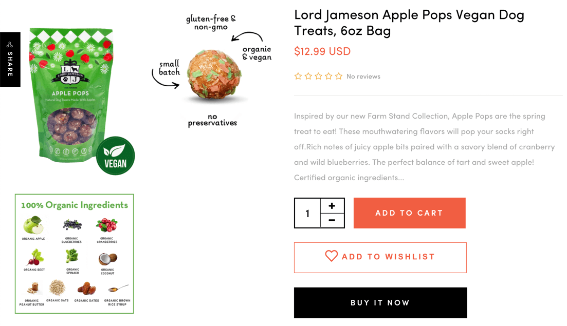 product badge as vegan food