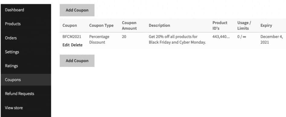 WC Vendors coupon management