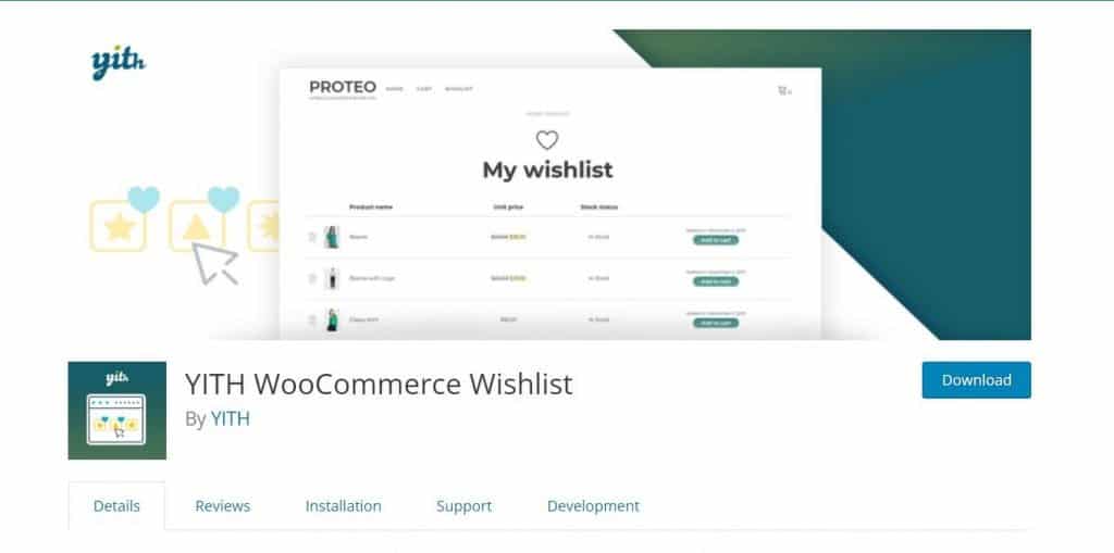 YITH woocommerce wishlist