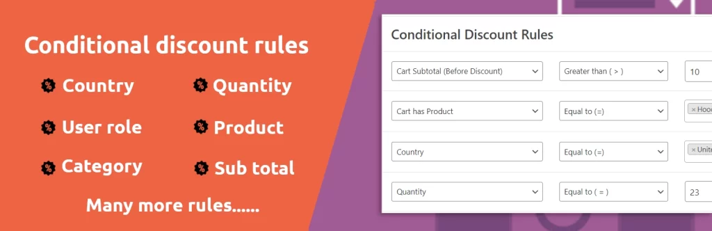 Conditional discount-bulk discount plugin