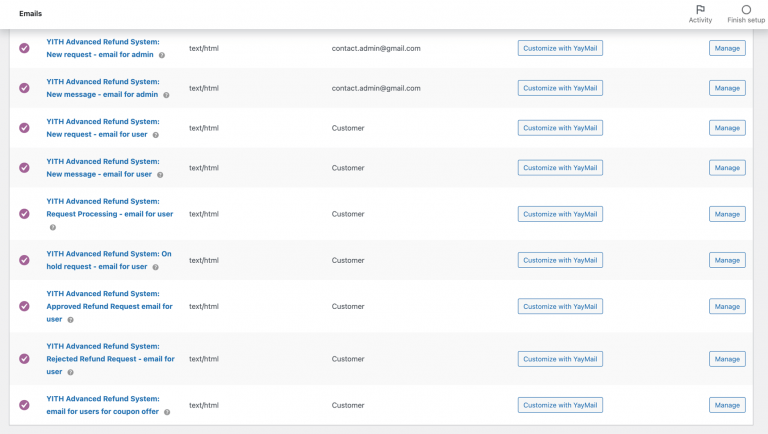 YITH Advanced refund system email notifications