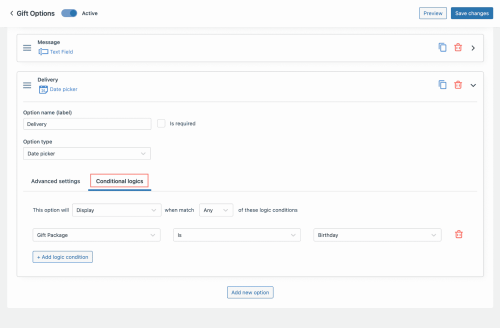 Display WooCommerce product fields based on conditional logics