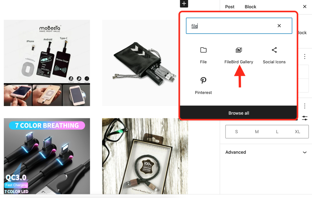 Add-FileBird-gallery-block-for-WordPress-editor