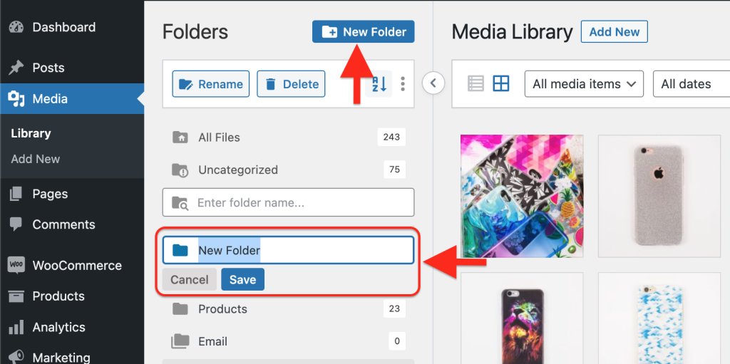 create-new-folder-in-library-wordpress