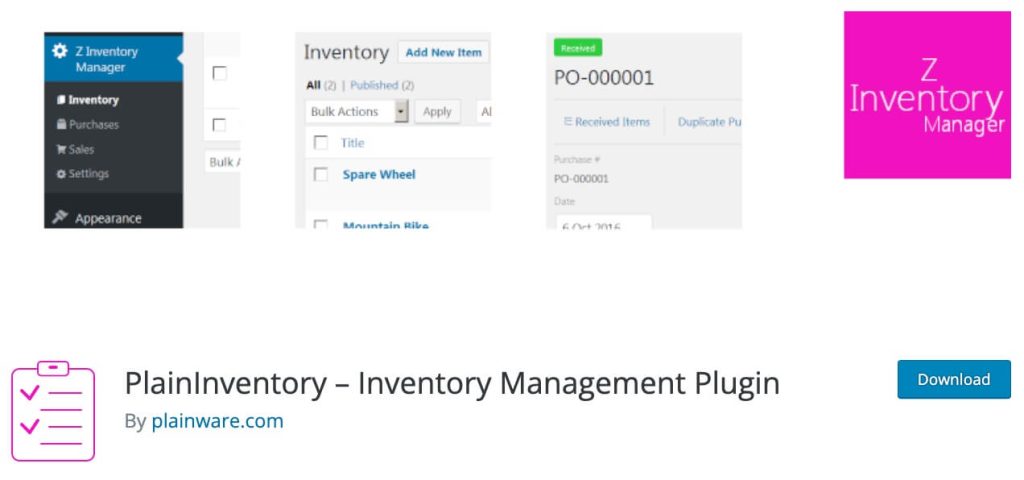 PlainInventory stock management plugin