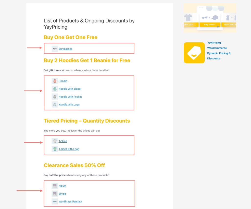 yaypricing showing all promtion on one page