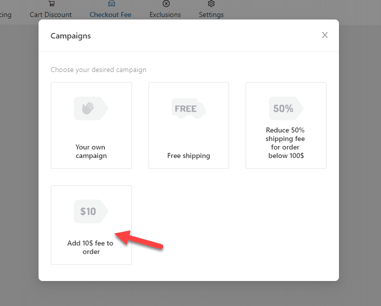 checkout fee campaign