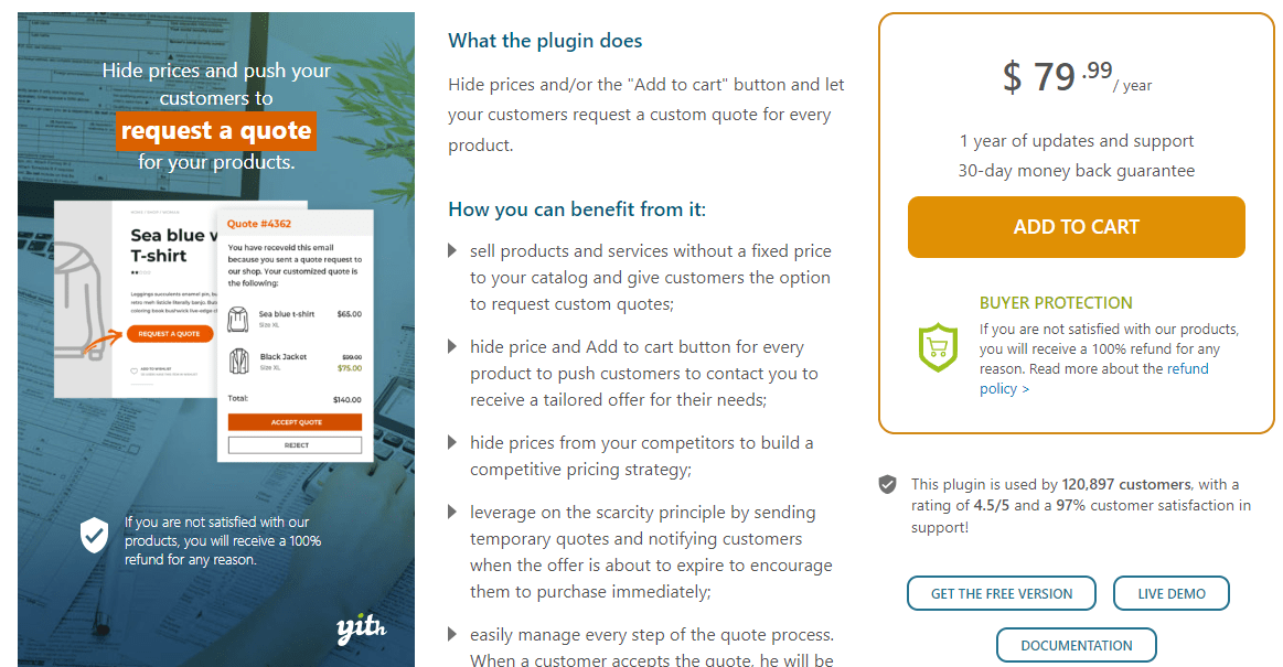 YITH WooCommerce Request a Quote features