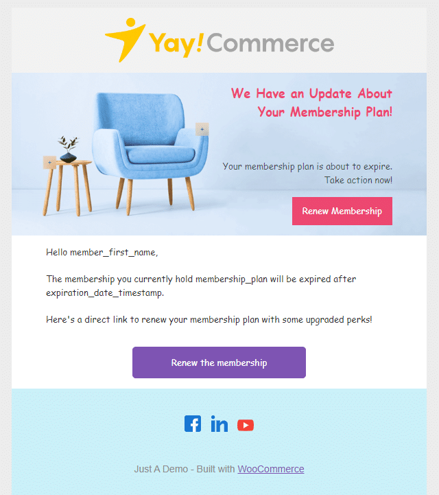 membership ending soon template - woocommerce membership emails