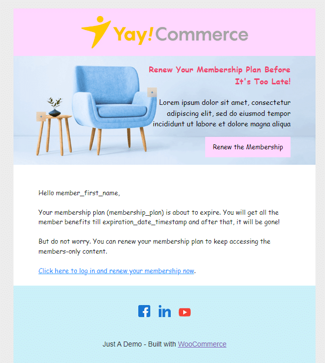 membership plan expiring - woocommerce membership emails