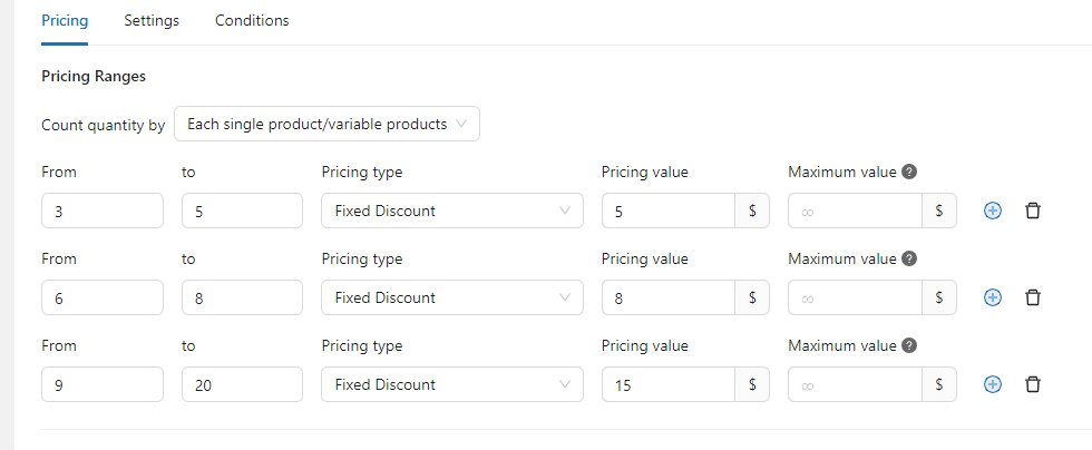 bulk pricing rule configured - WooCommerce variation price