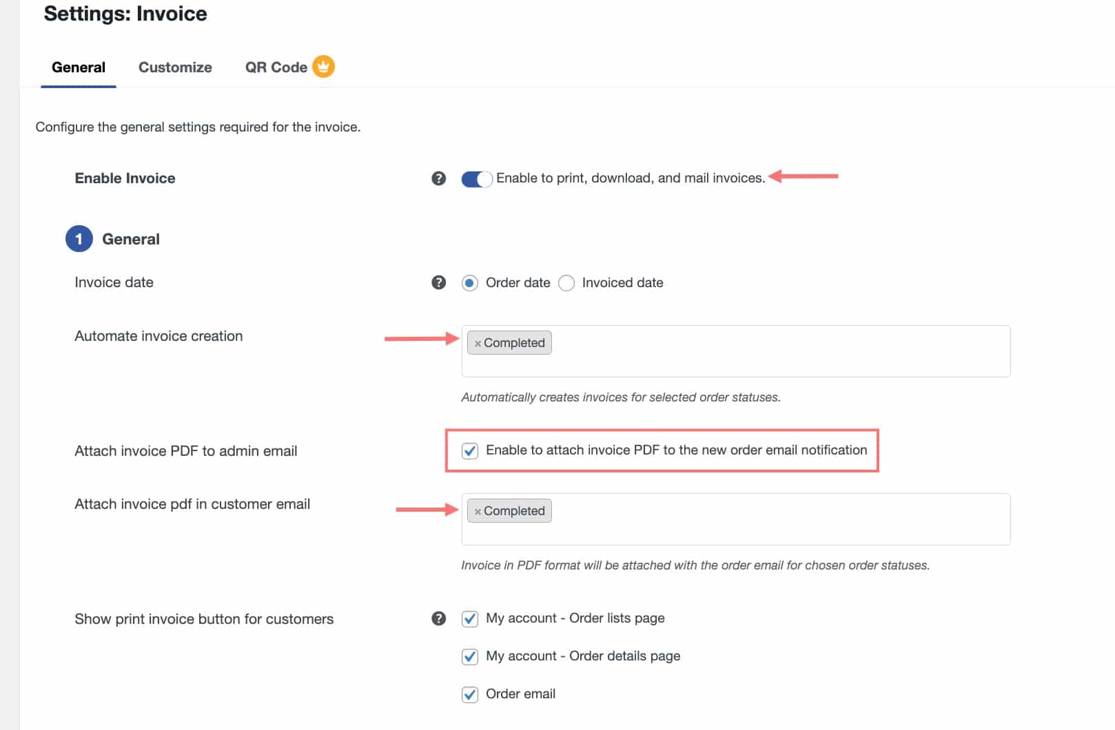 Set up to Attach invoice PDF email