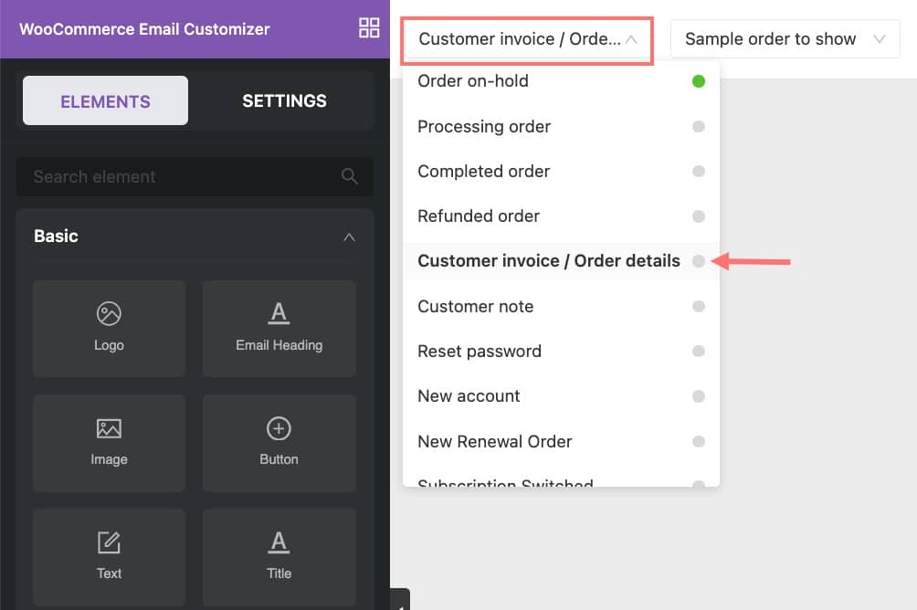 YayMail interface to custom "Customer invoice" email
