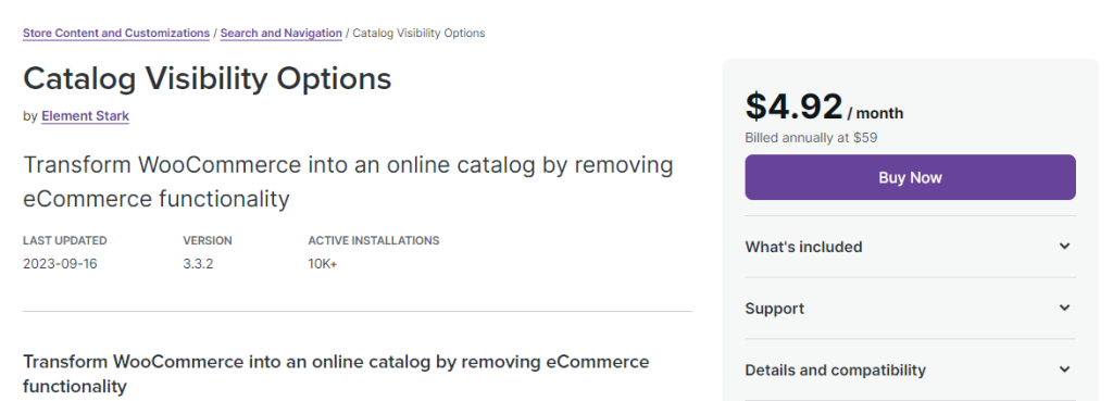 catalog visibility options