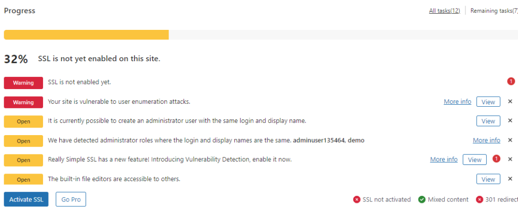 really simple ssl settings