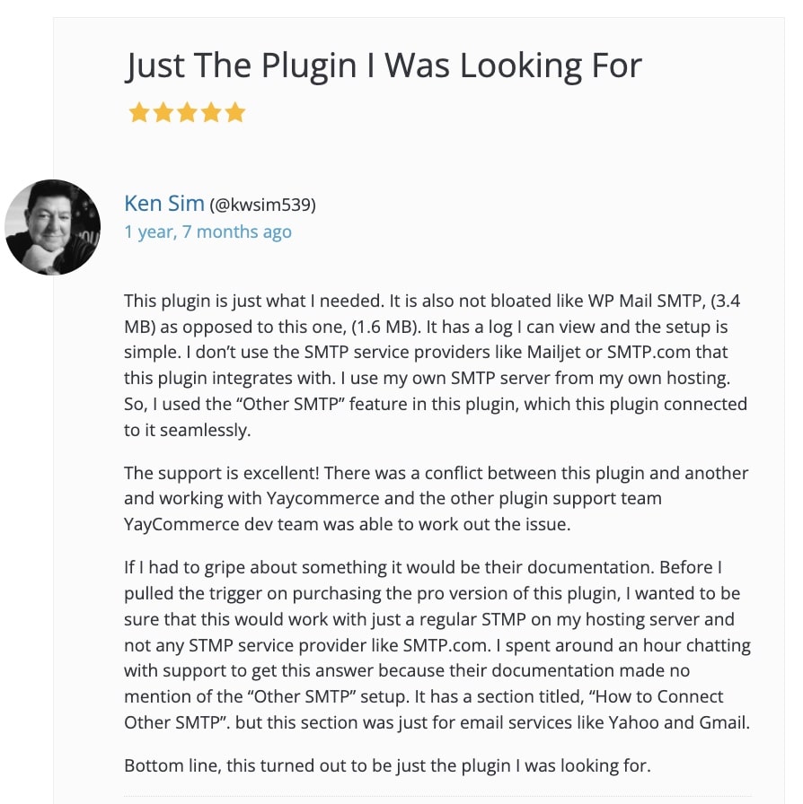 Customer feedback about YaySMTP
