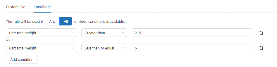 other rule - WooCommerce shipping cost by weight