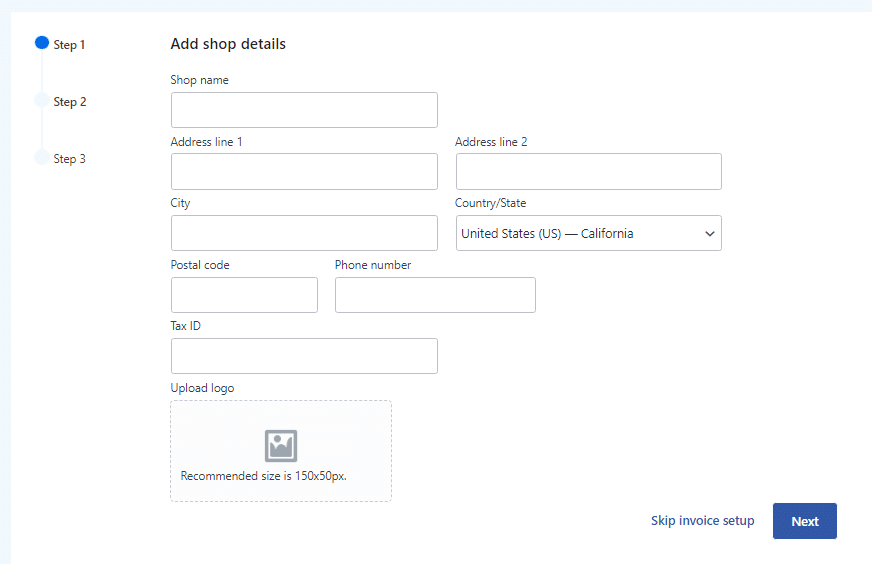 shop details - Create an E-Invoice/E-Rechnung in WooCommerce